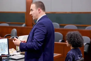 Attorney K. Ryan Helmick addressing the court at a bail hearing