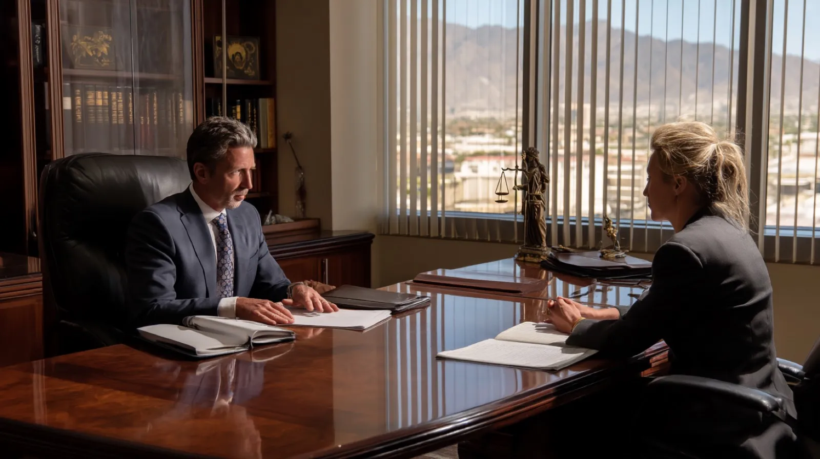 Las Vegas defense lawyer meeting with a client to discuss post-conviction relief and criminal appeal options.