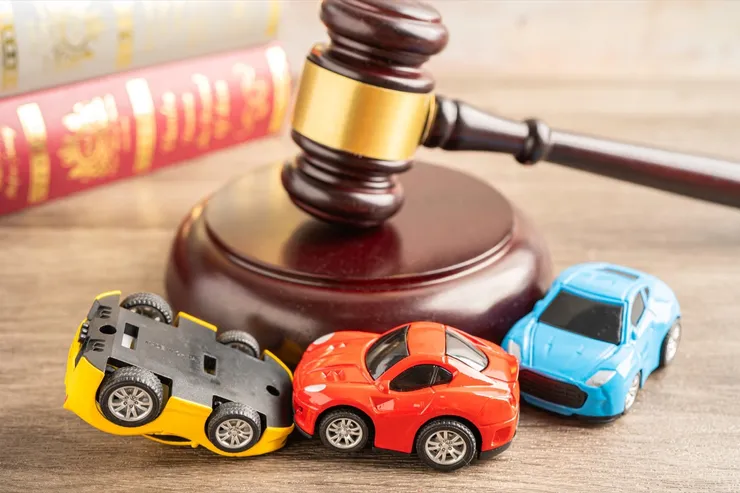 Bangkok, Thailand, July 1, 2022 Car crash, accident in traffic road, insurance claim concept.