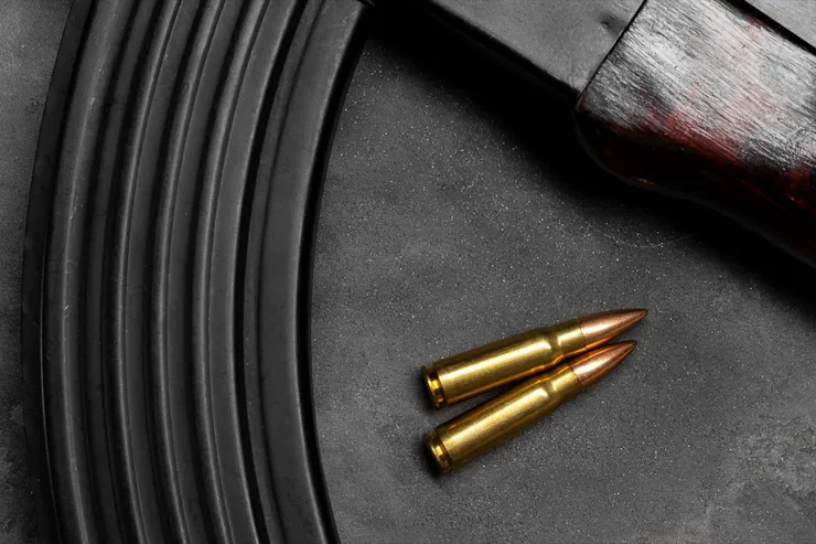 Bullets and Kalashnikov assault rifle