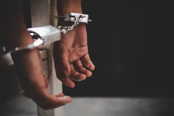 Close-up hand was handcuffed