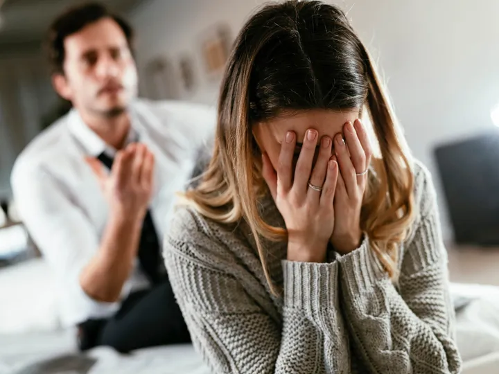 Boyfriend,And,Girlfriend,Are,Arguing,At,Home.,Angry,Man,Is