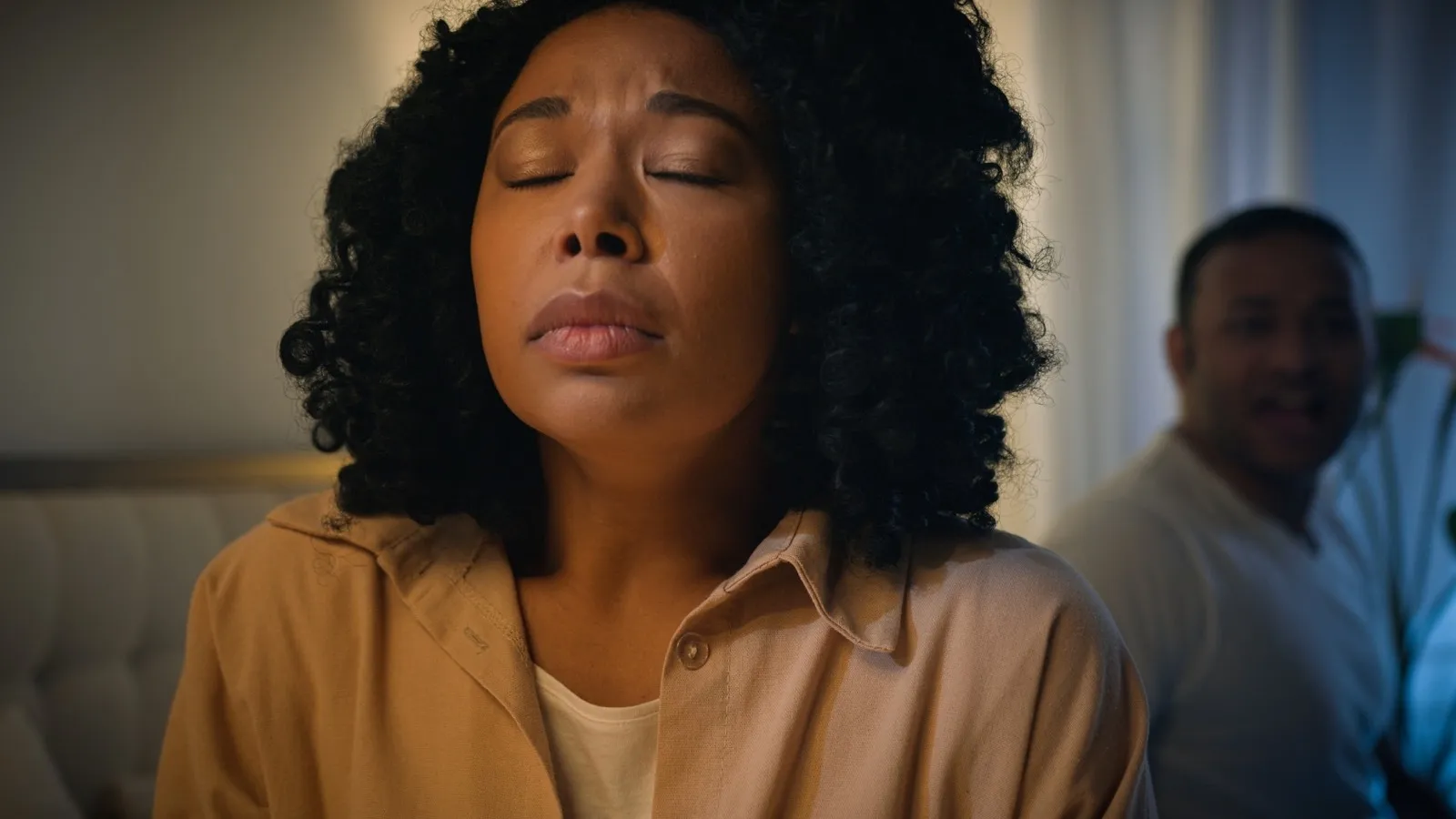 Suffering upset sad depressed anxious frustrated domestic violence victim African American woman